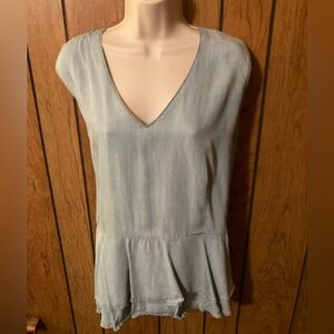 Women's Light Blue Sleeveless peplum Top by Bobeau 2X